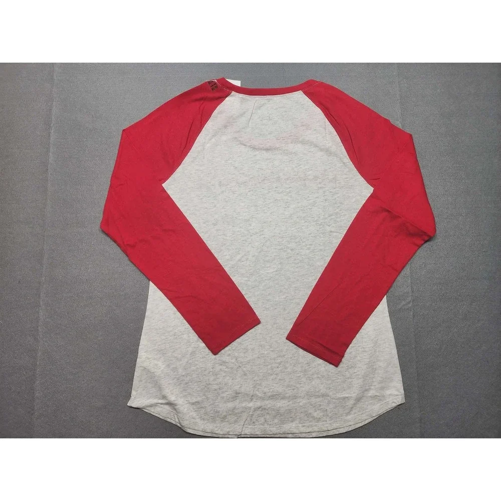 Justice Girls Raglan Long Sleeve Tee Gray Red Live Love Justice Size 16/18 NEW